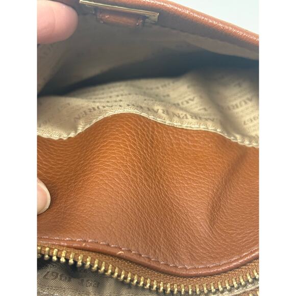 Lauren Ralph Lauren Brown Pebbled Faux Leather Crossbody Bag Gold Accents - Picture 8 of 8